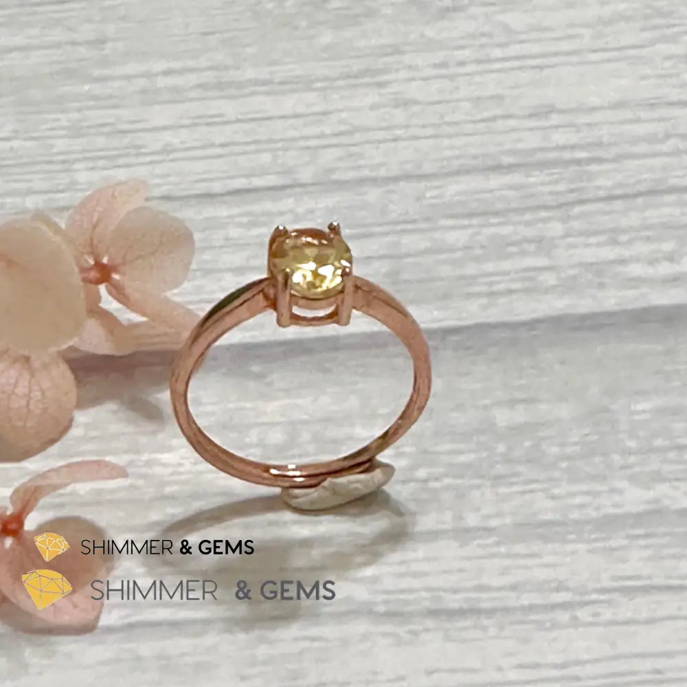 Citrine Oval 925 Silver Rings (Rose Gold)Adjustable Adjustable Ring (Per Piece) Rings