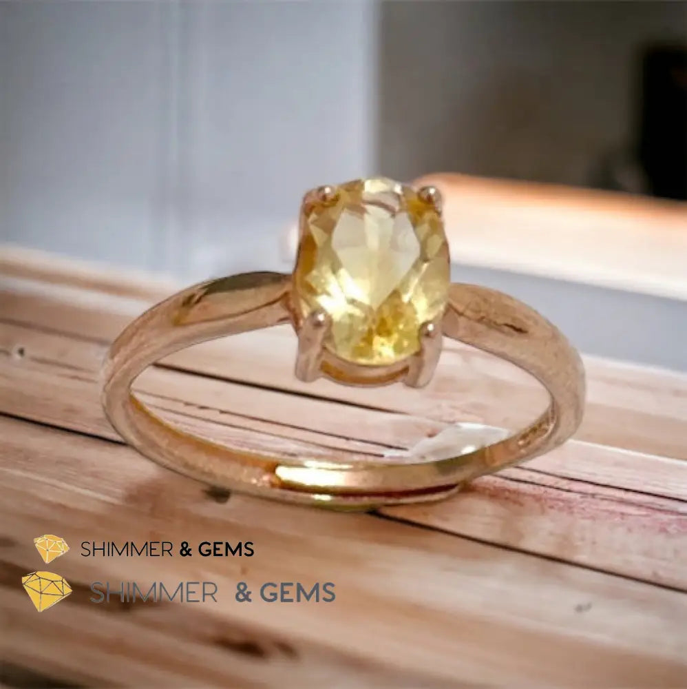 Citrine Oval 925 Silver Rings (Rose Gold)Adjustable Adjustable Ring (Per Piece) Rings