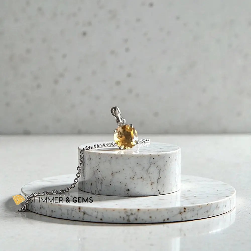 Citrine Round Pendant 7mm Charms & Pendants