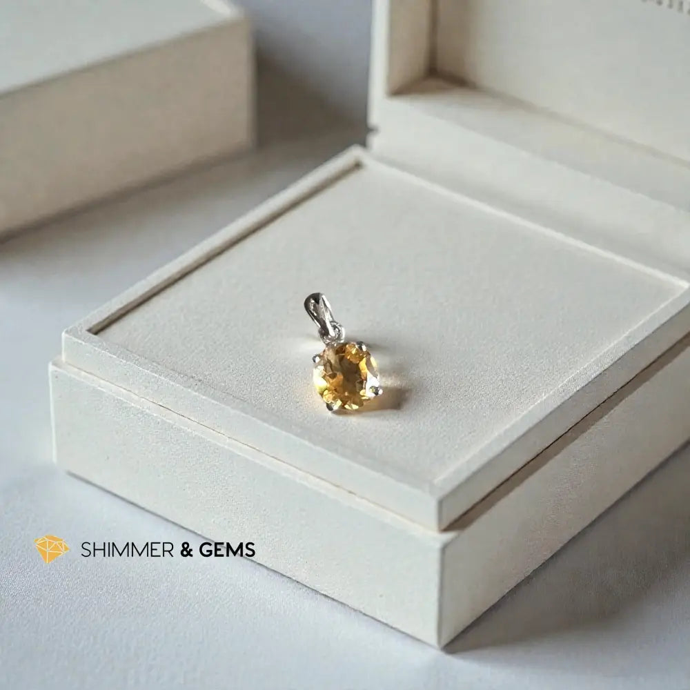 Citrine Round Pendant 7mm Charms & Pendants