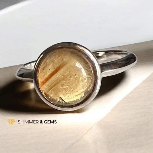 Citrine Round (8mm) 925 Silver Ring US 6 Rings