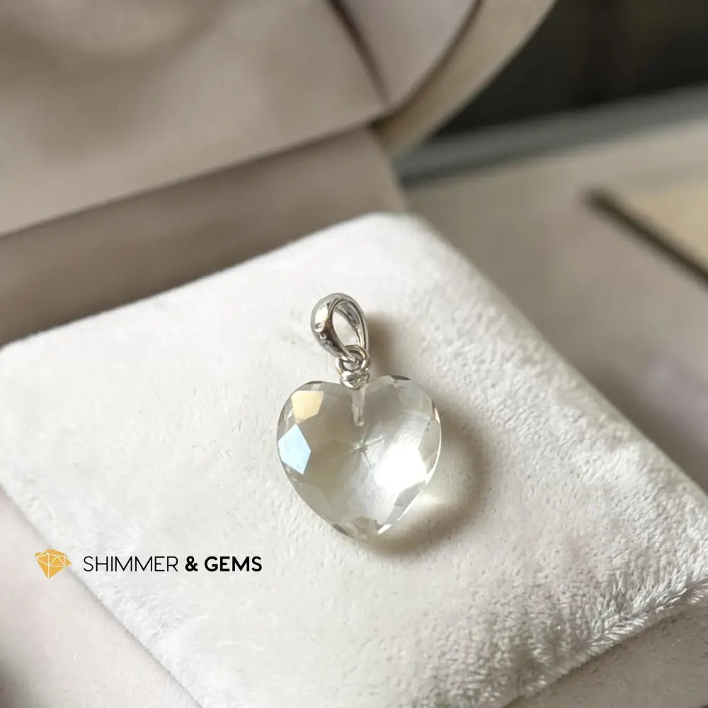 Clear Quartz 11mm Heart 925 Silver Pendant (Master Light) - 11mm Pendant