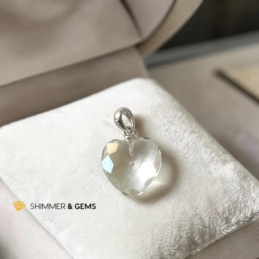 Clear Quartz 11mm Heart 925 Silver Pendant (Master Light) - 11mm Pendant