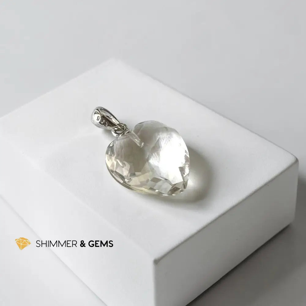 Clear Quartz 11mm Heart 925 Silver Pendant (Master Light) - 11mm Pendant