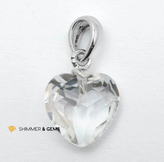 Clear Quartz 11mm Heart 925 Silver Pendant (Master Light) heart pendants Charms & Pendants