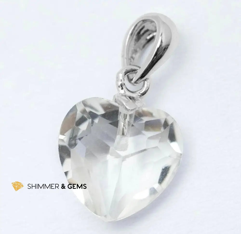 Clear Quartz 11mm Heart 925 Silver Pendant (Master Light) heart pendants Charms & Pendants