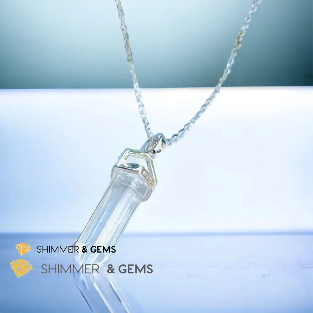 Clear Quartz Double Pointer Pendant 925 Silver (Positive Energy) 22mm Pendant Only Charms & Pendants