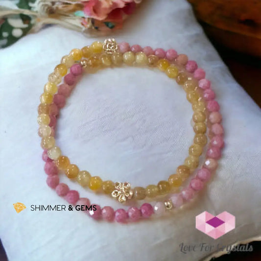 Clearing your Path Infinity Double Bracelet (Golden Tiger’s Eye & Rhodochrosite) 6.0” Bracelets