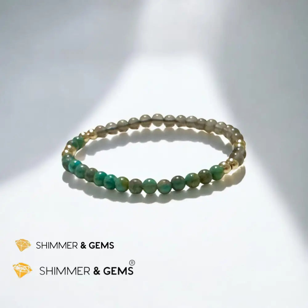 Cosmic Alignment Sacred Bracelet (Black Moonstone & Turquoise 4mm) Light Coded & Pre-Activated 7” Bracelets