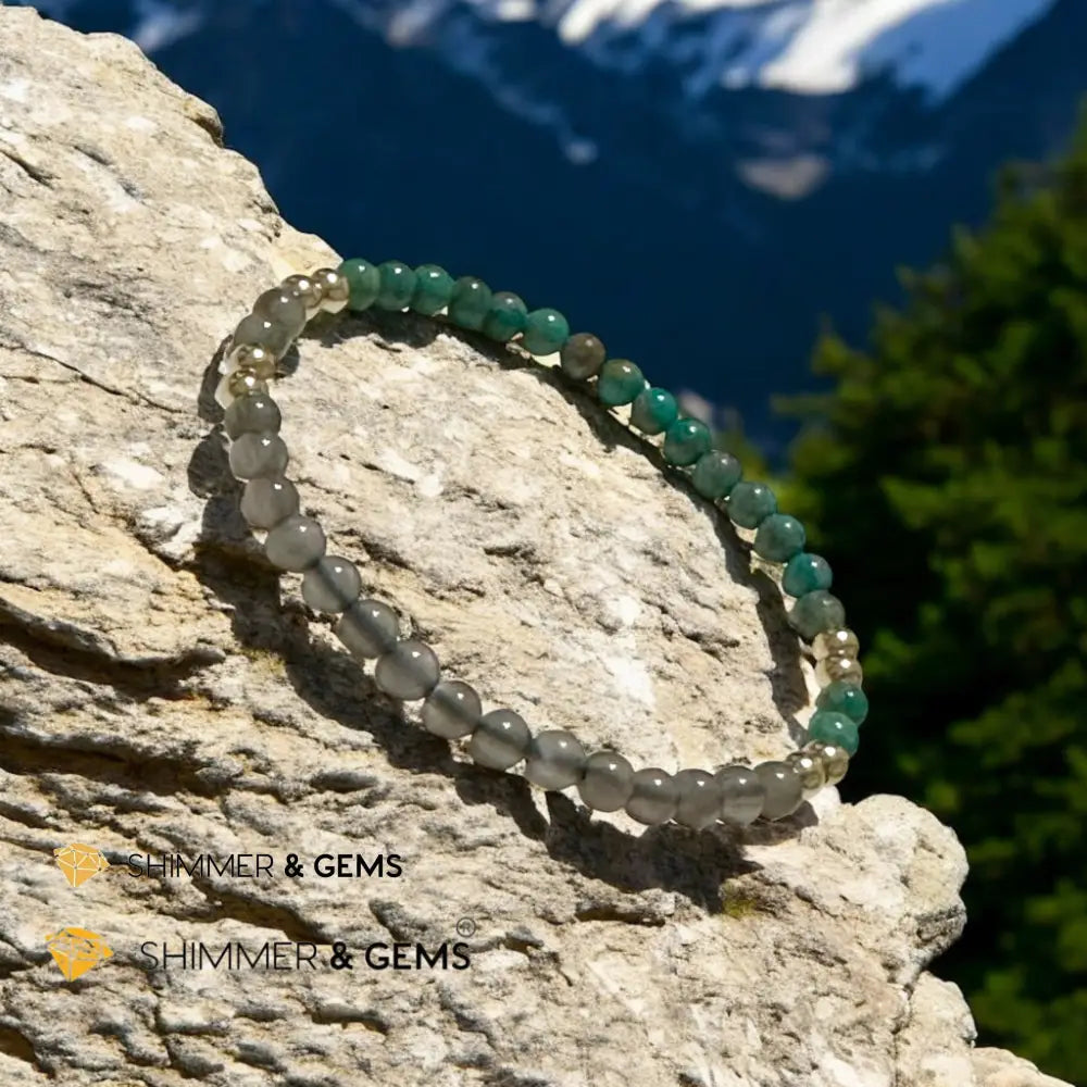Cosmic Alignment Sacred Bracelet (Black Moonstone & Turquoise 4mm) Light Coded & Pre-Activated Bracelets