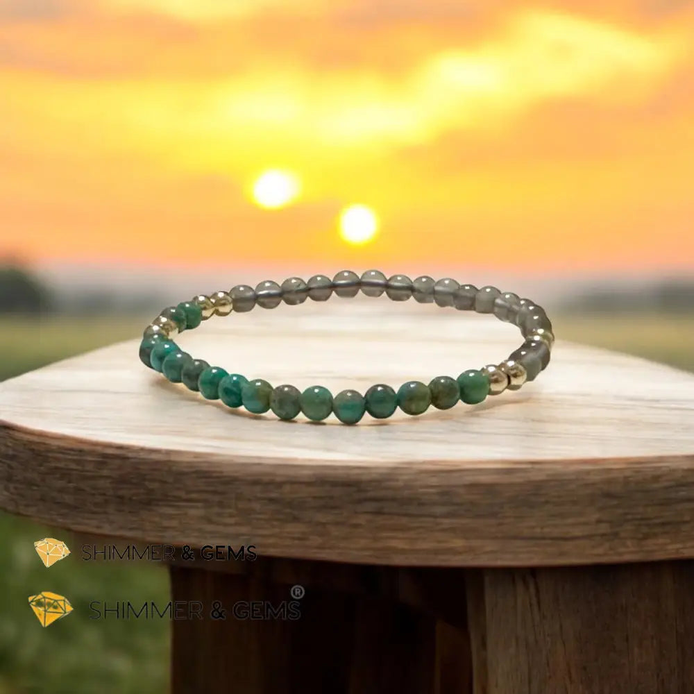 Cosmic Alignment Sacred Bracelet (Black Moonstone & Turquoise 4mm) Light Coded & Pre-Activated Bracelets