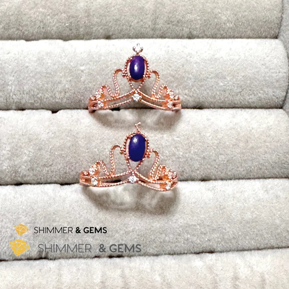 Crown Tiara Sugilite 925 Silver Rose Gold Ring