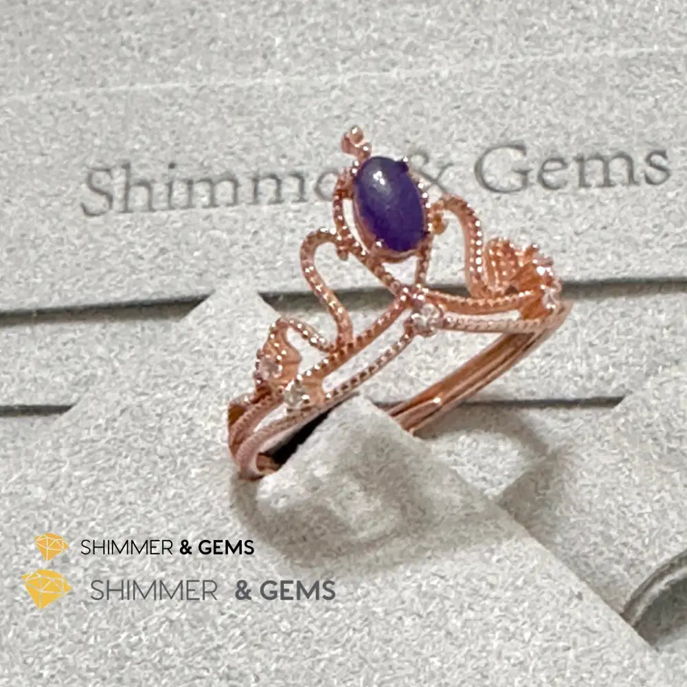 Crown Tiara Sugilite 925 Silver Rose Gold Ring