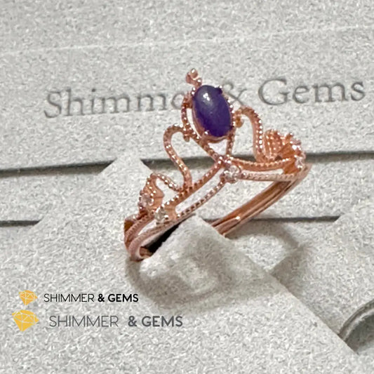 Crown Tiara Sugilite 925 Silver Rose Gold Ring
