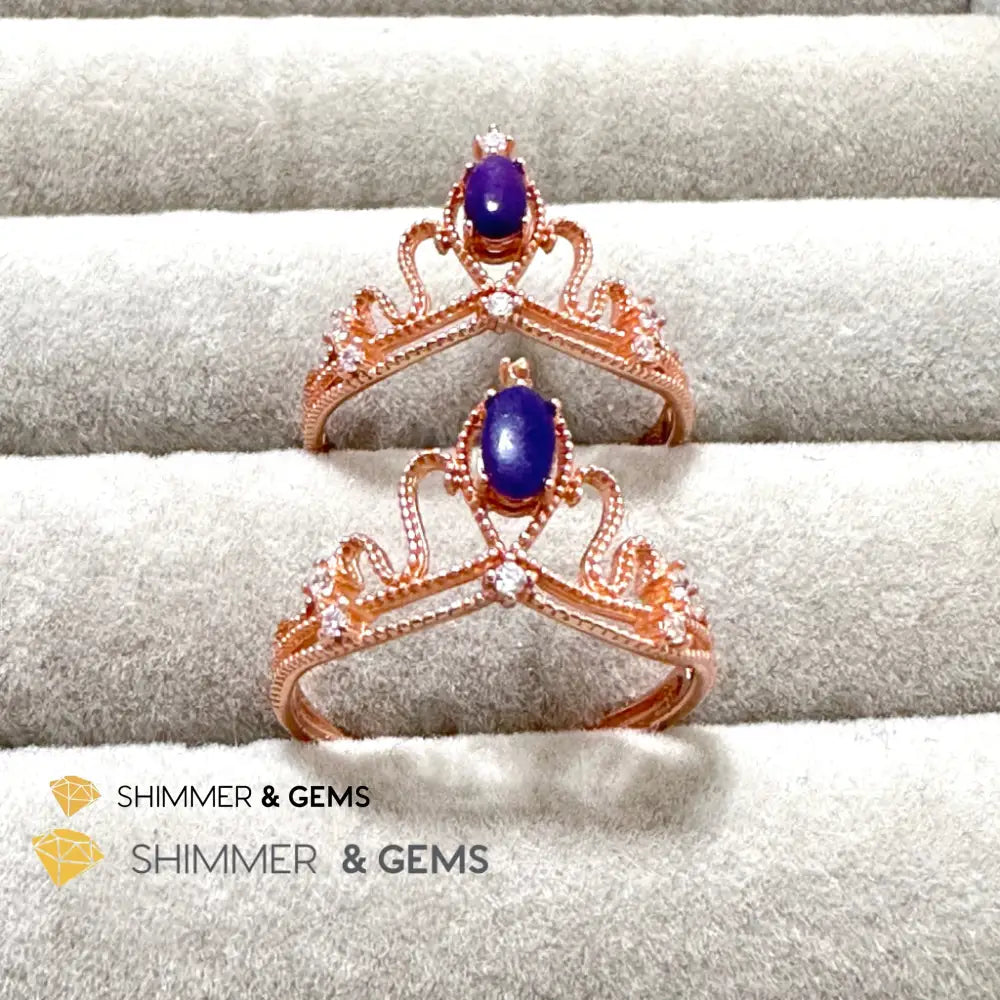 Crown Tiara Sugilite 925 Silver Rose Gold Ring