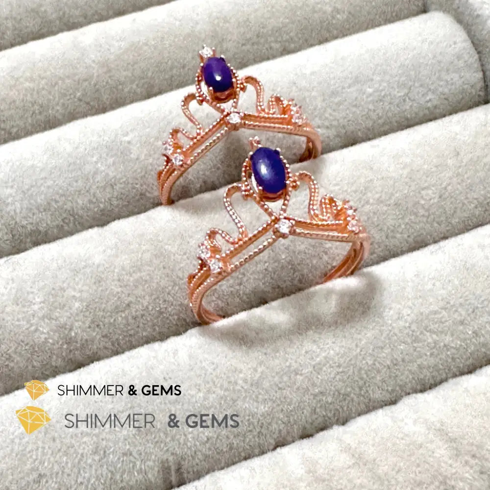 Crown Tiara Sugilite 925 Silver Rose Gold Ring