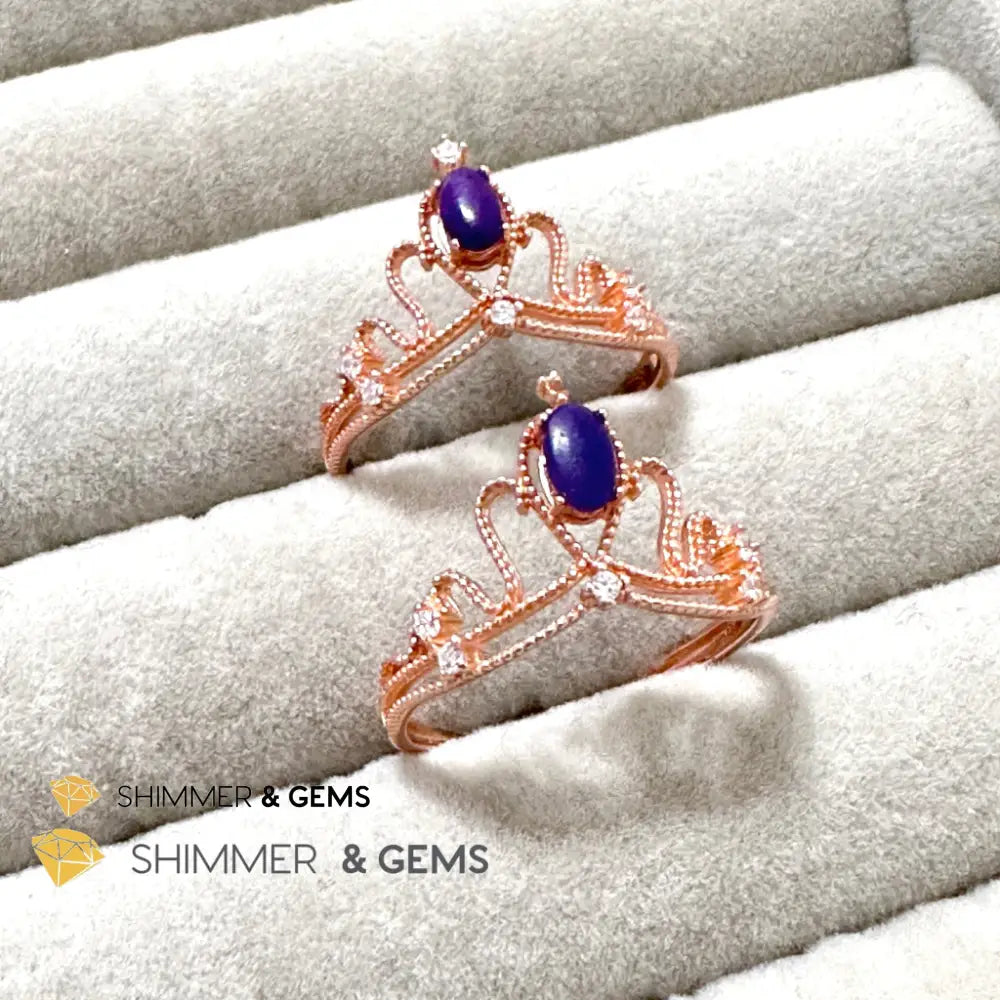 Crown Tiara Sugilite 925 Silver Rose Gold Ring