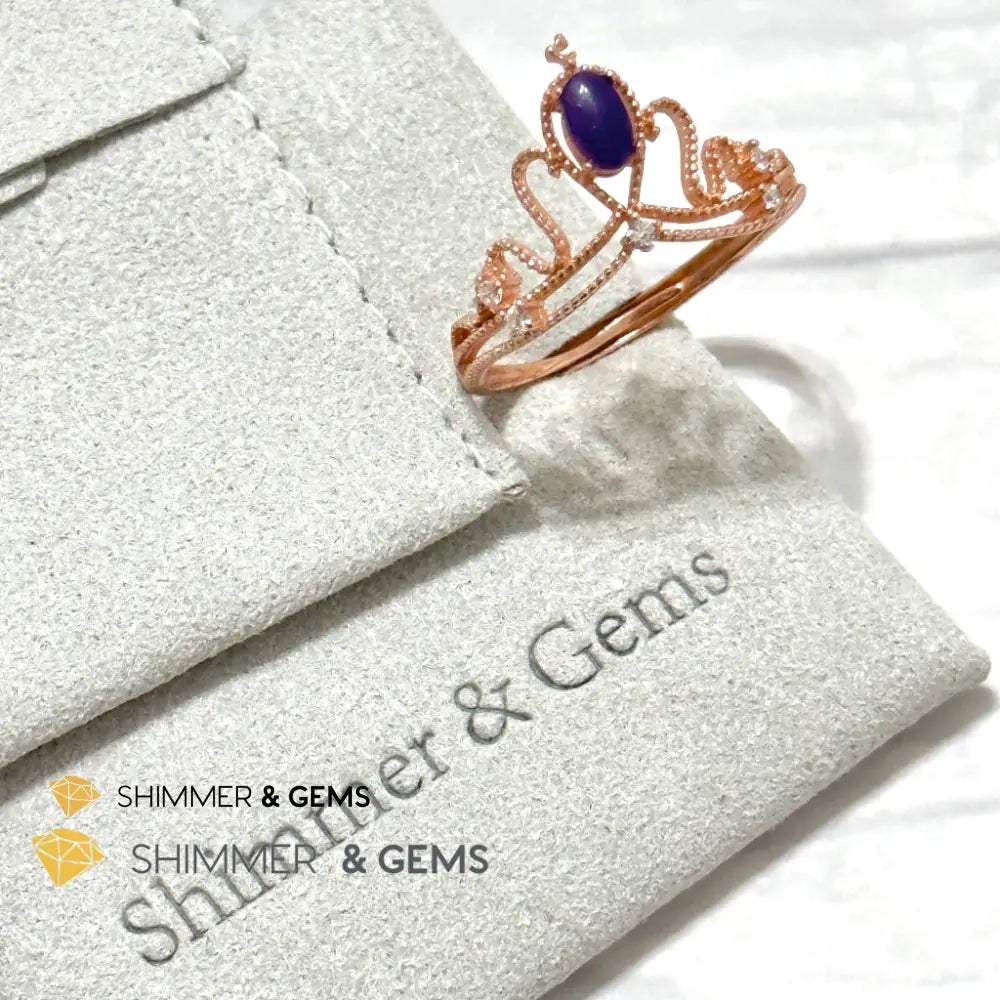 Crown Tiara Sugilite 925 Silver Rose Gold Ring