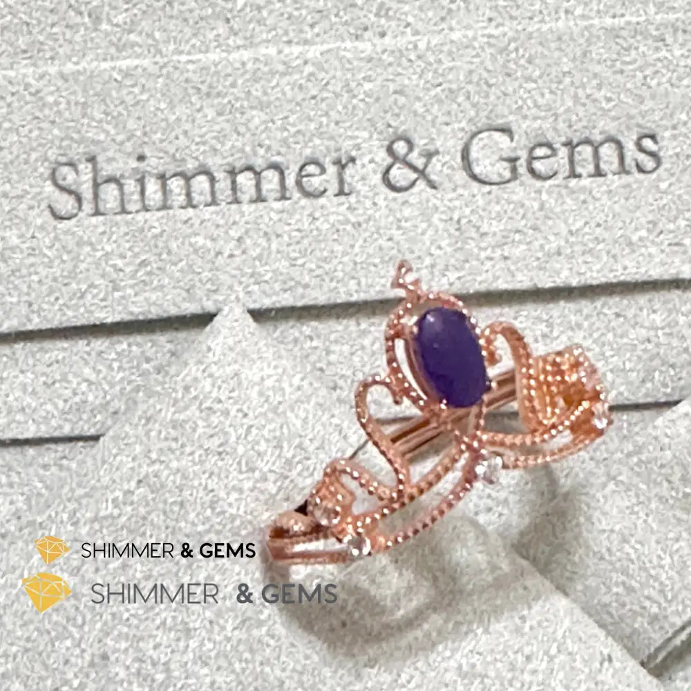 Crown Tiara Sugilite 925 Silver Rose Gold Ring
