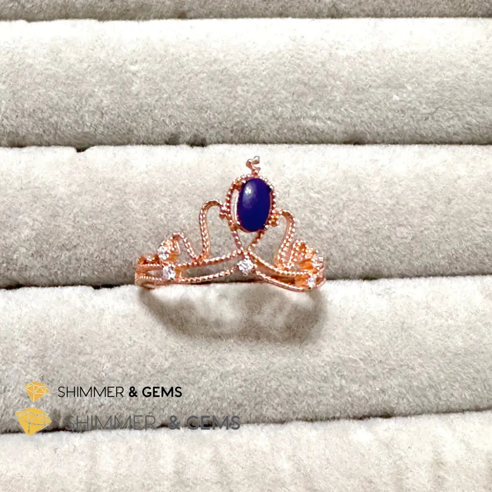 Crown Tiara Sugilite 925 Silver Rose Gold Ring Adjustable Size