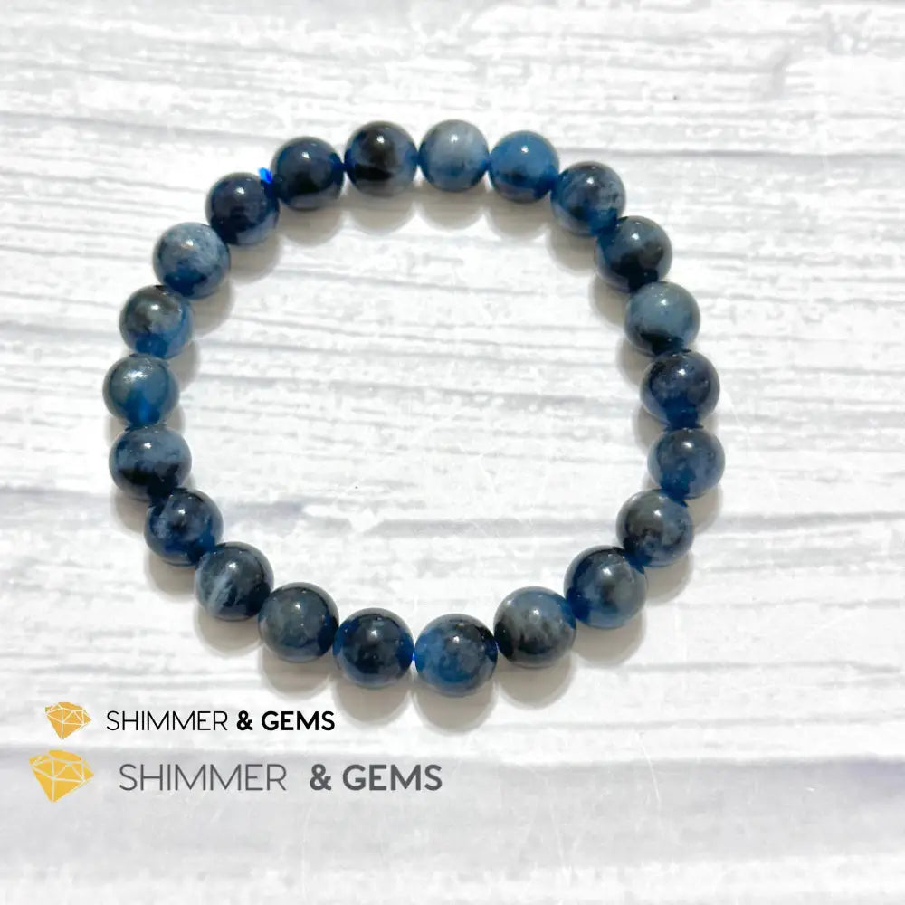 Devil Blue Aquamarine 8mm Bracelet (Black Quartz & Aquamarine) (Brazil)