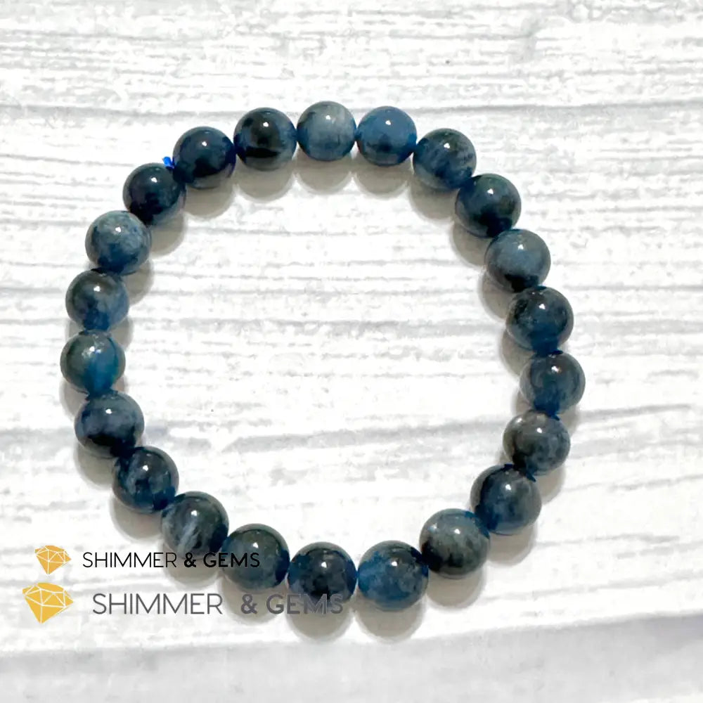 Devil Blue Aquamarine 8mm Bracelet (Black Quartz & Aquamarine) (Brazil)