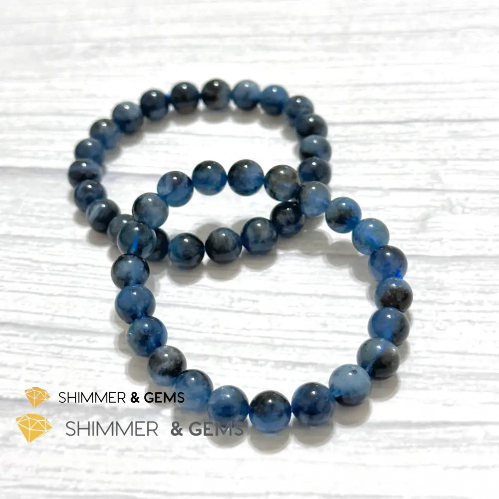 Devil Blue Aquamarine 8mm Bracelet (Black Quartz & Aquamarine) (Brazil)