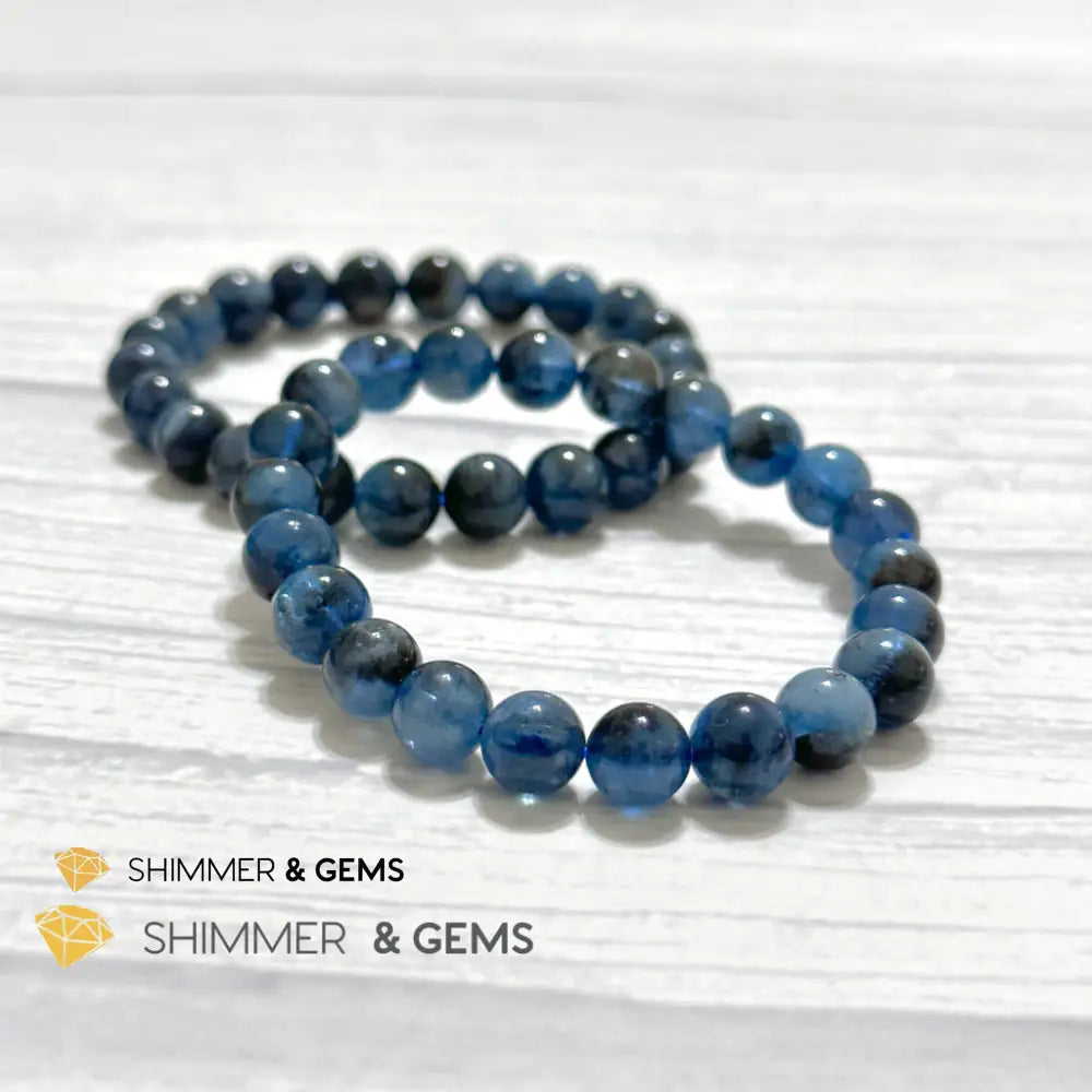 Devil Blue Aquamarine 8mm Bracelet (Black Quartz & Aquamarine) (Brazil)