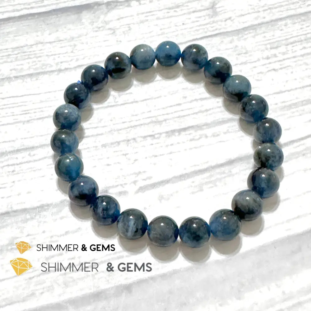 Devil Blue Aquamarine 8mm Bracelet (Black Quartz & Aquamarine) (Brazil)