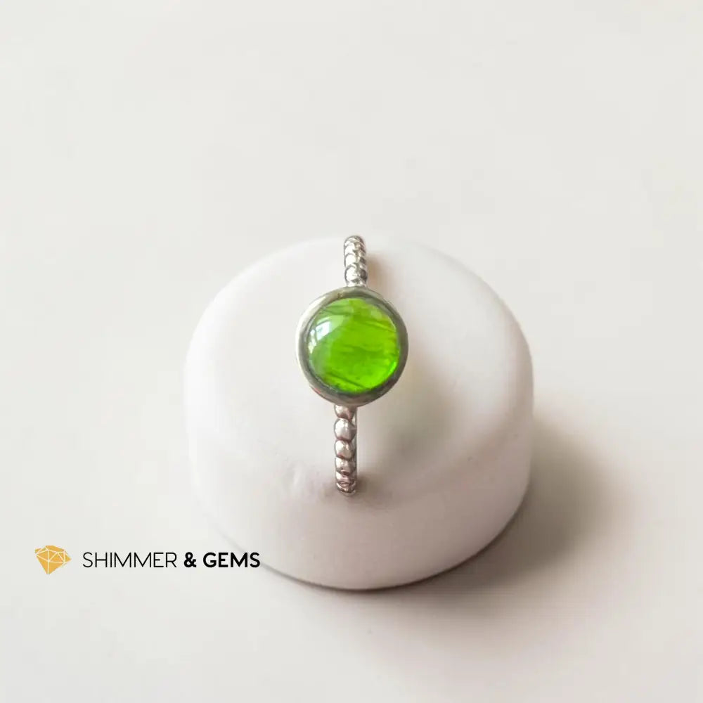 Diopside 8mm 925 Sterling Silver Round Ring - 6.0’’