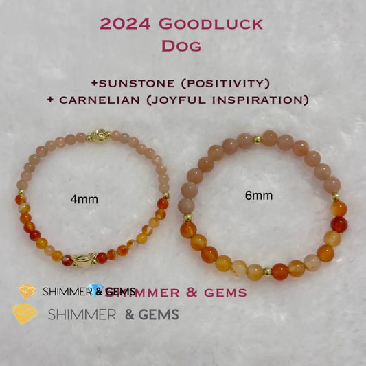 Dog Animal Zodiac 2024 Goodluck Bracelet (Sunstone & Carnelian) Feng Shui Feng shui