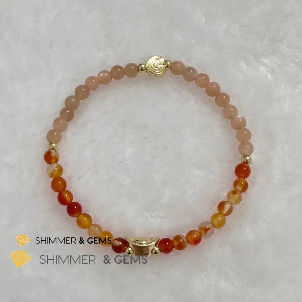 Dog Animal Zodiac 2024 Goodluck Bracelet (Sunstone & Carnelian) Feng Shui 5.5” (4mm) Feng shui
