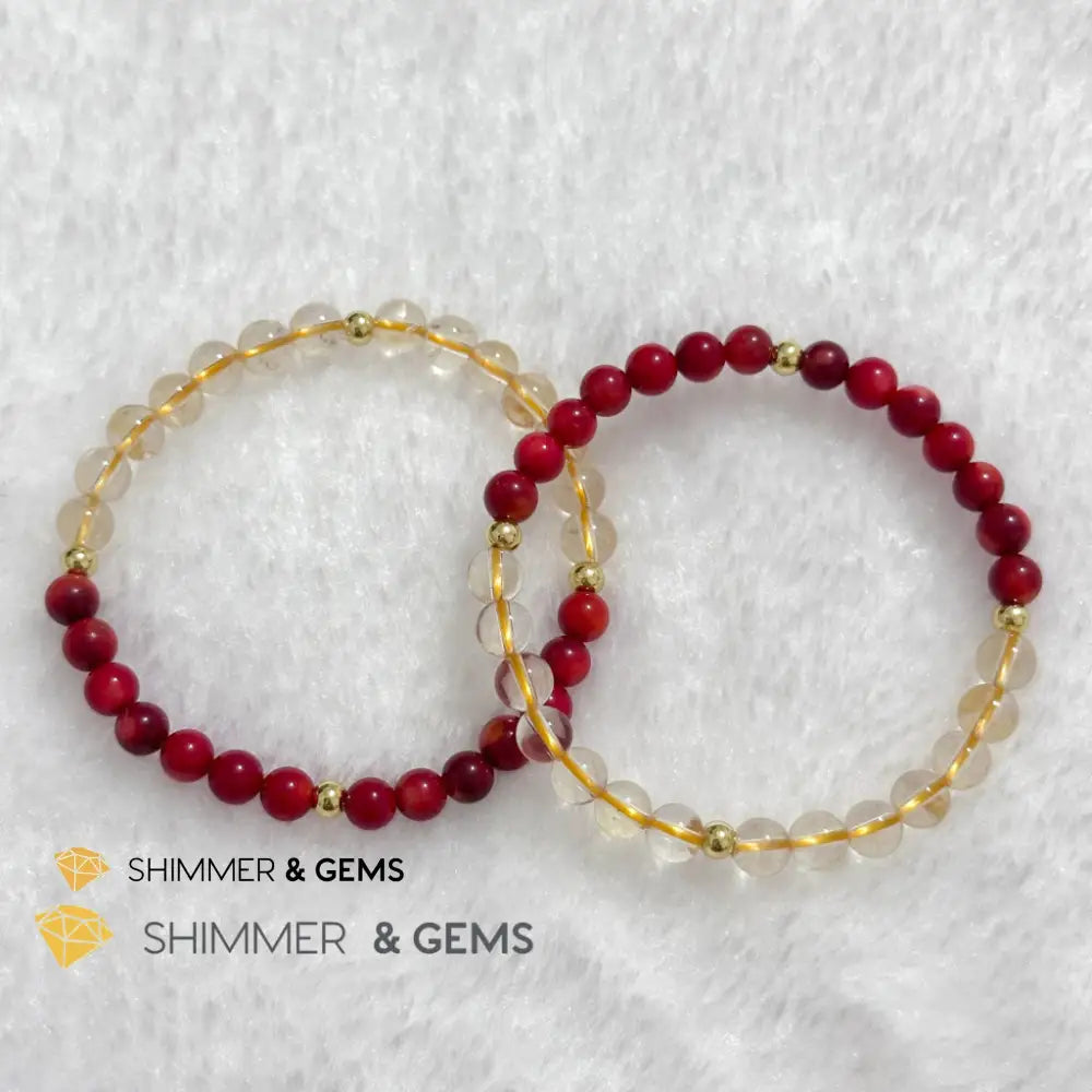 Dragon Animal Zodiac 2024 Goodluck Bracelet (Red Coral & Citrine) Feng Shui Feng shui