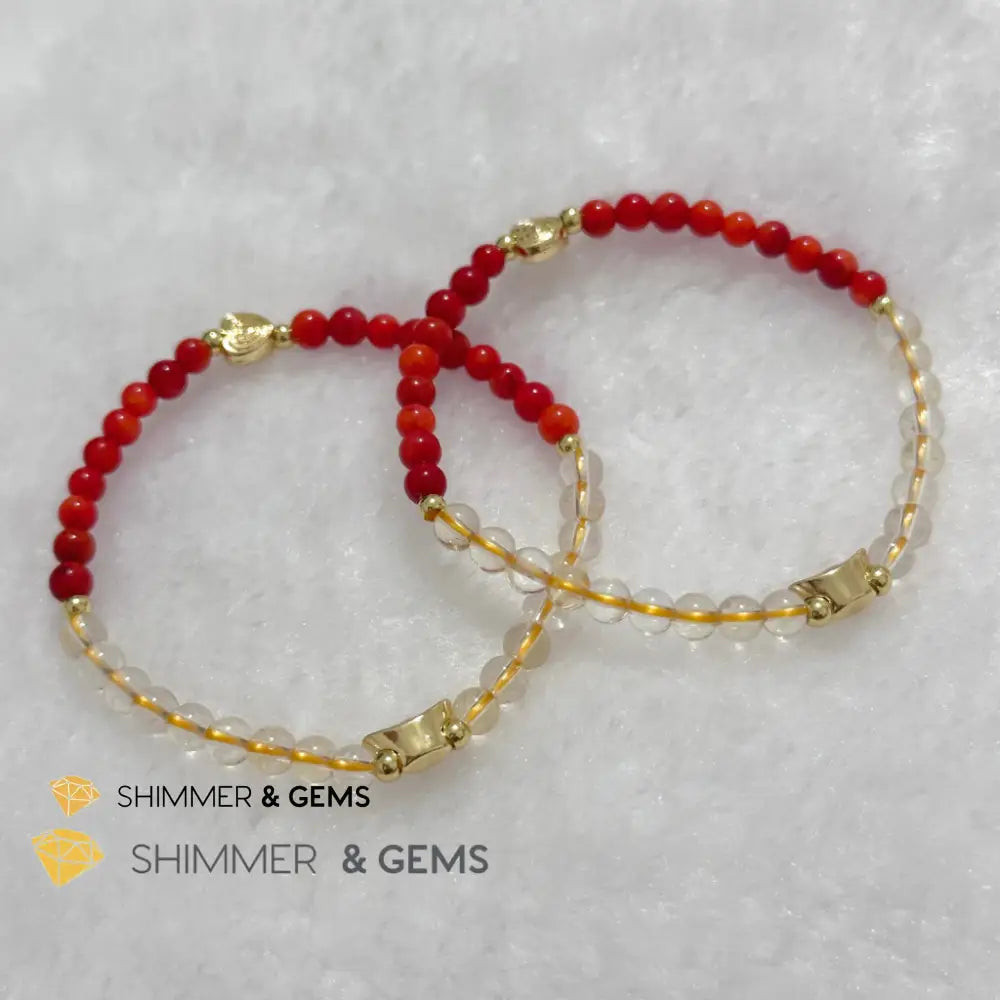 Dragon Animal Zodiac 2024 Goodluck Bracelet (Red Coral & Citrine) Feng Shui Feng shui