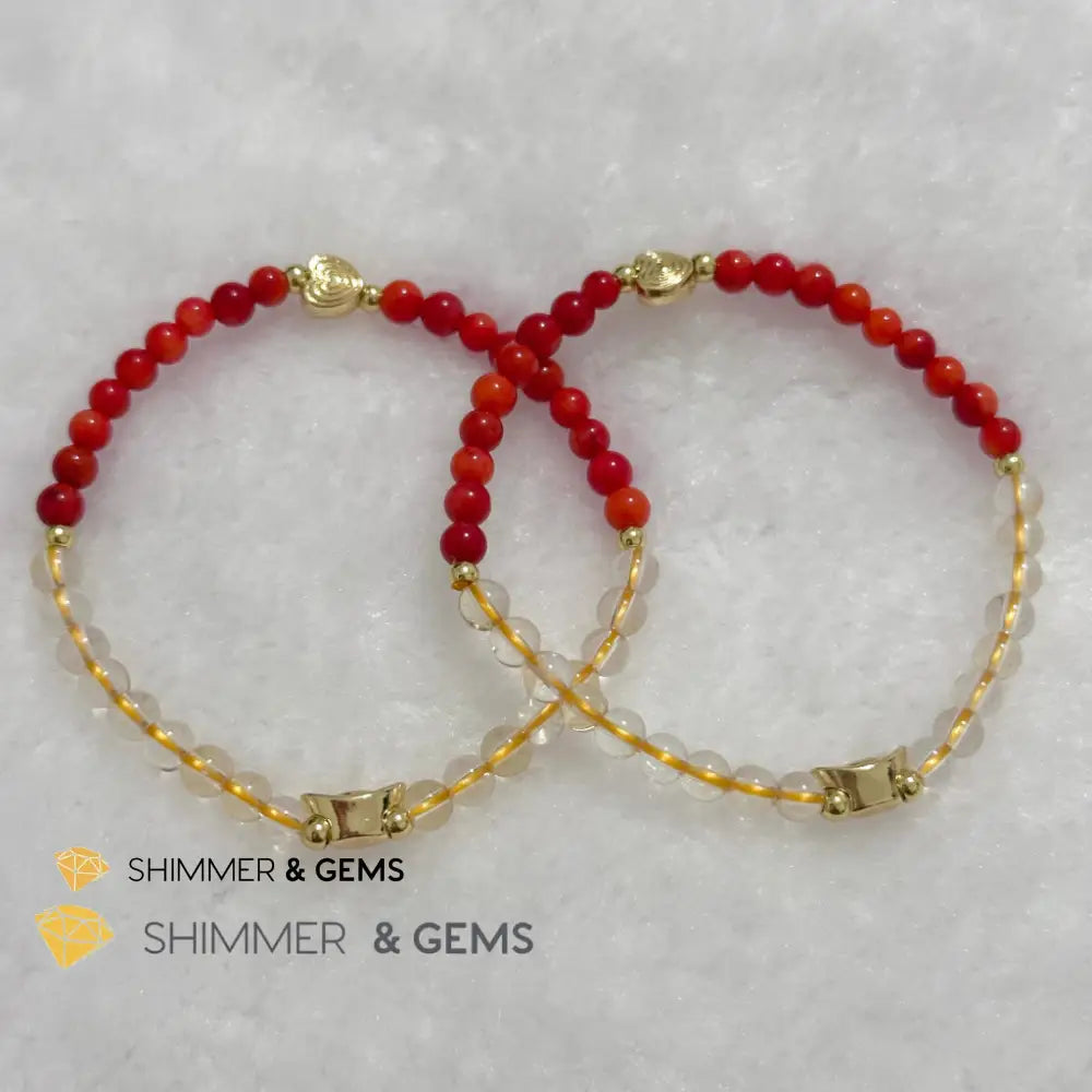 Dragon Animal Zodiac 2024 Goodluck Bracelet (Red Coral & Citrine) Feng Shui Feng shui