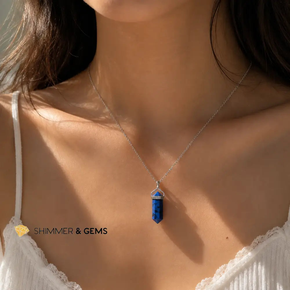 Dumortierite Double Point Pendant