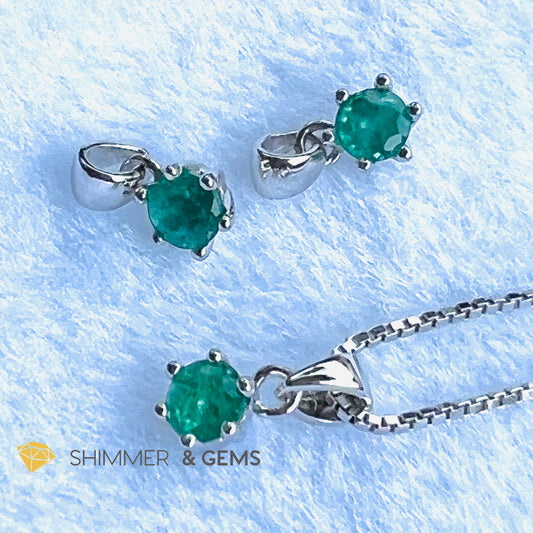 Emerald 4Mm Blooming Flower Pendant (Success & Luck) 925 Silver Aaa Grade Charms Pendants