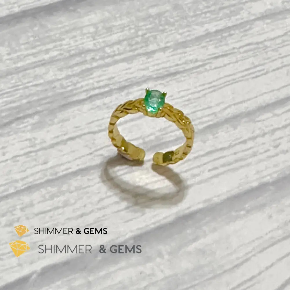 Emerald Jewelry Set (Ring Earrings Necklace) 925 Silver Gold Plated Set of Ring, Earrings, Necklace