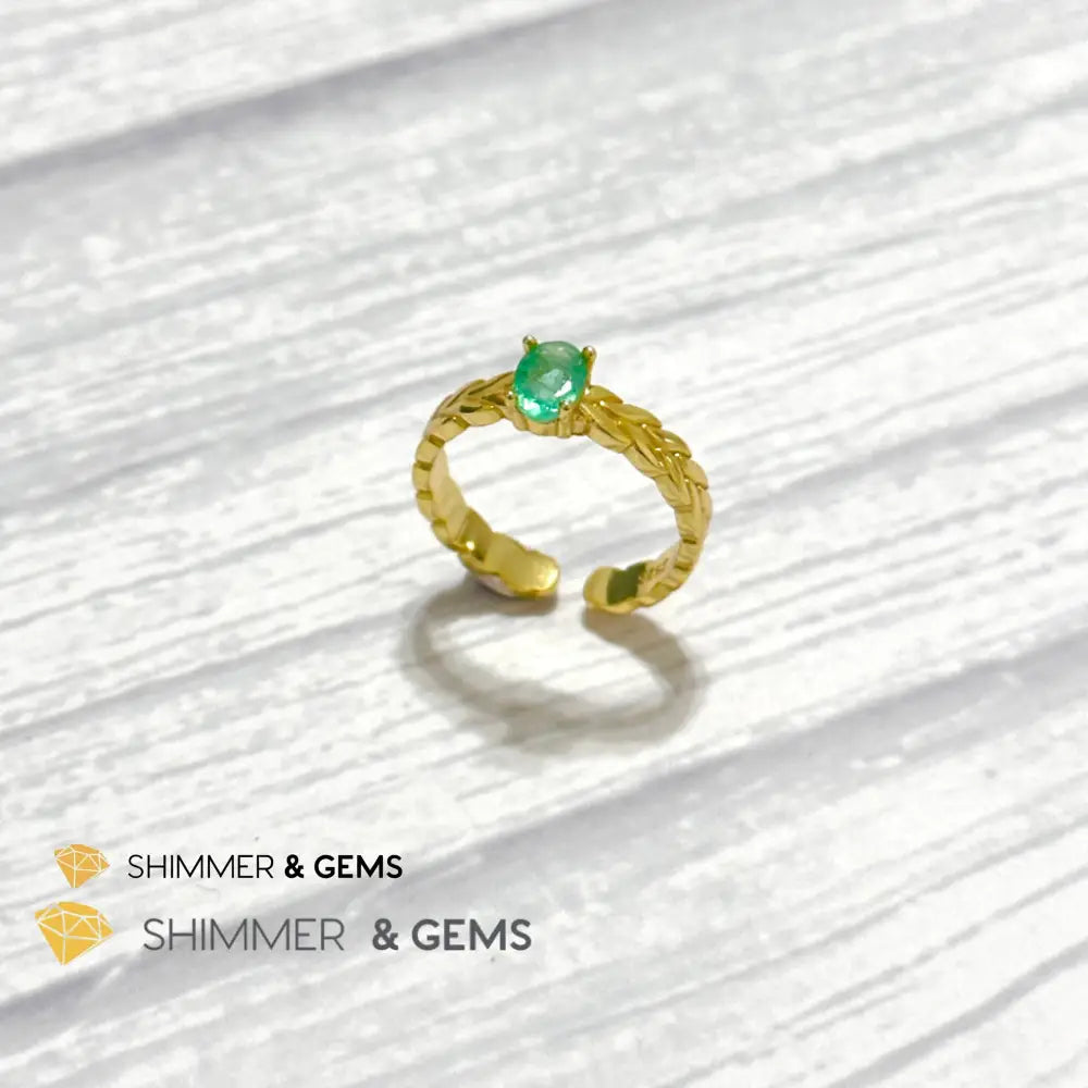 Emerald Jewelry Set (Ring Earrings Necklace) 925 Silver Gold Plated Set of Ring, Earrings, Necklace