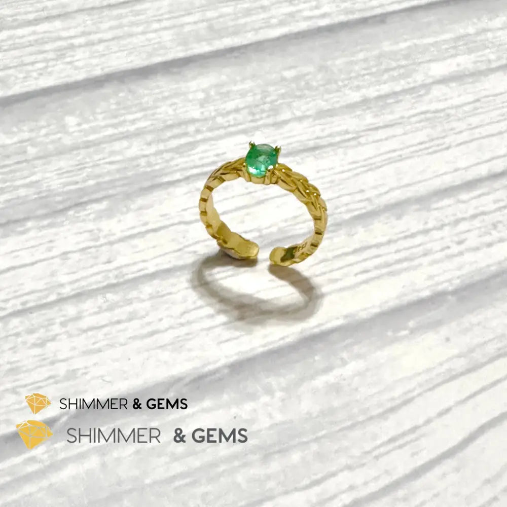 Emerald Jewelry Set (Ring Earrings Necklace) 925 Silver Gold Plated Set of Ring, Earrings, Necklace