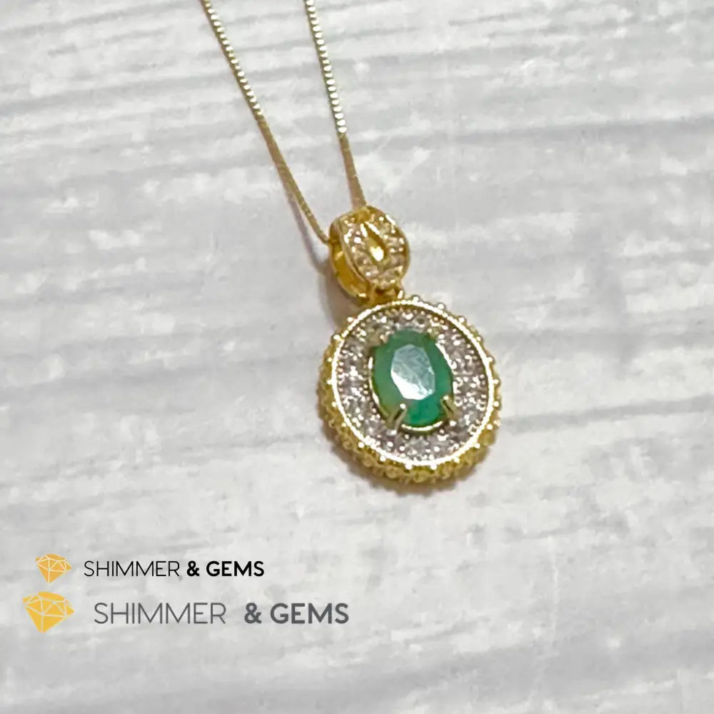 Emerald Jewelry Set (Ring Earrings Necklace) 925 Silver Gold Plated Set of Ring, Earrings, Necklace