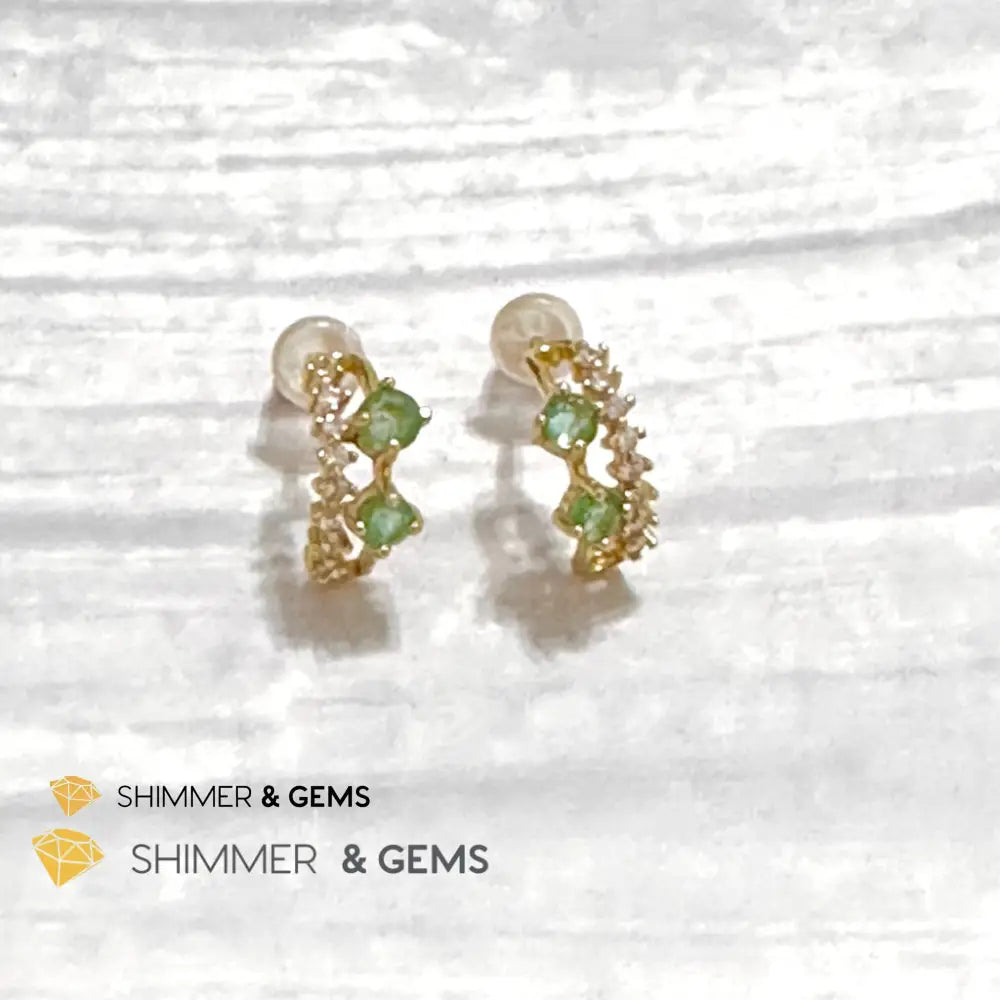 Emerald Jewelry Set (Ring Earrings Necklace) 925 Silver Gold Plated Set of Ring, Earrings, Necklace