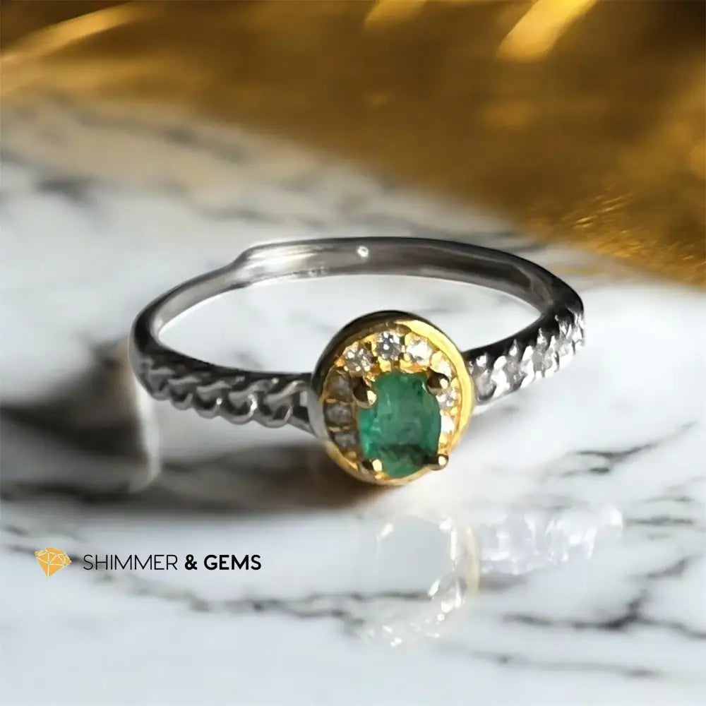Emerald Oval Ring 925 Silver (adjustable) adjustable ring Rings