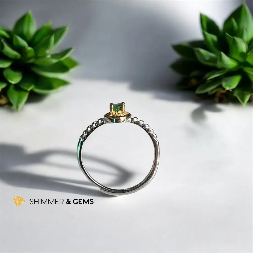 Emerald Oval Ring 925 Silver (adjustable) adjustable ring Rings