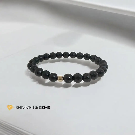 Faceted Black Tourmaline 8mm Bracelet with 14k Gold Filled (Protection) Bracelets