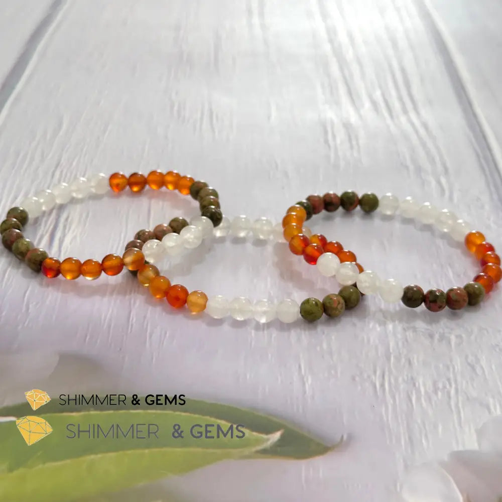Fertility & Growth Remedy Bracelet (Moonstone Unakite Carnelian 6mm)