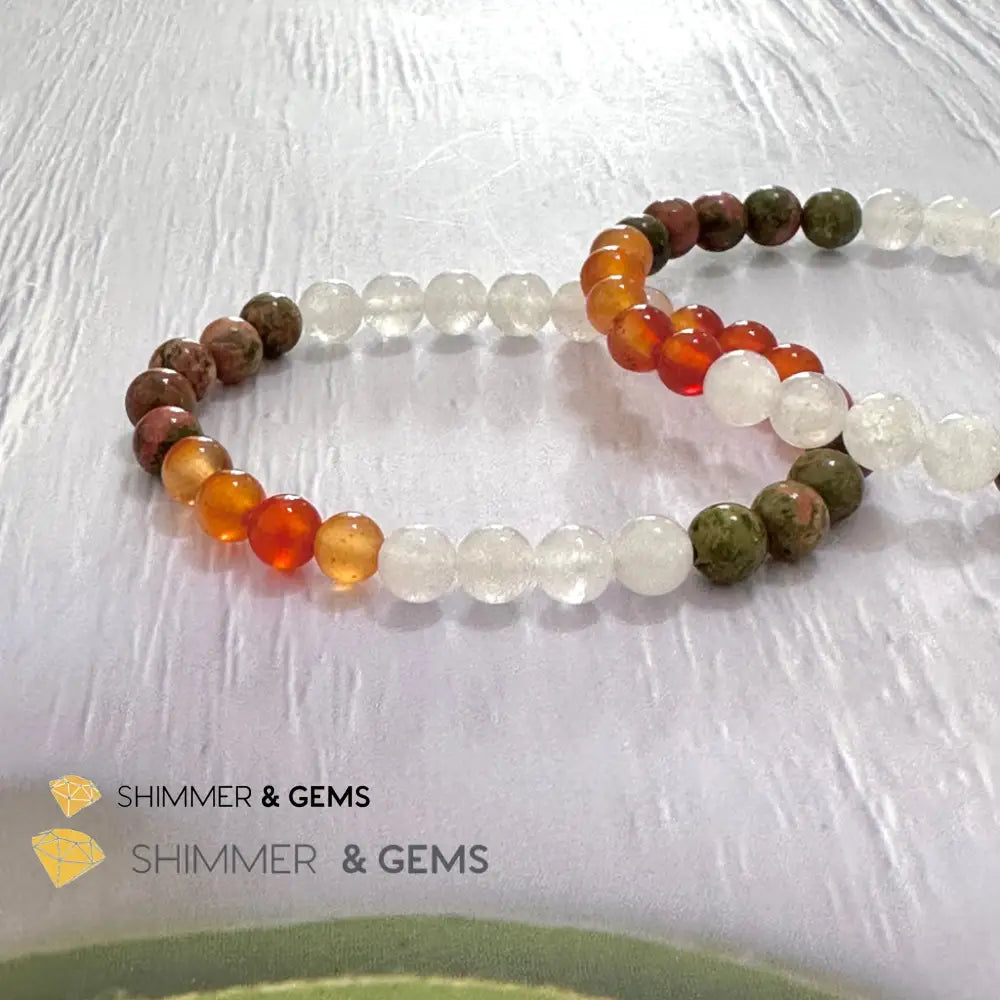 Fertility & Growth Remedy Bracelet (Moonstone Unakite Carnelian 6mm)