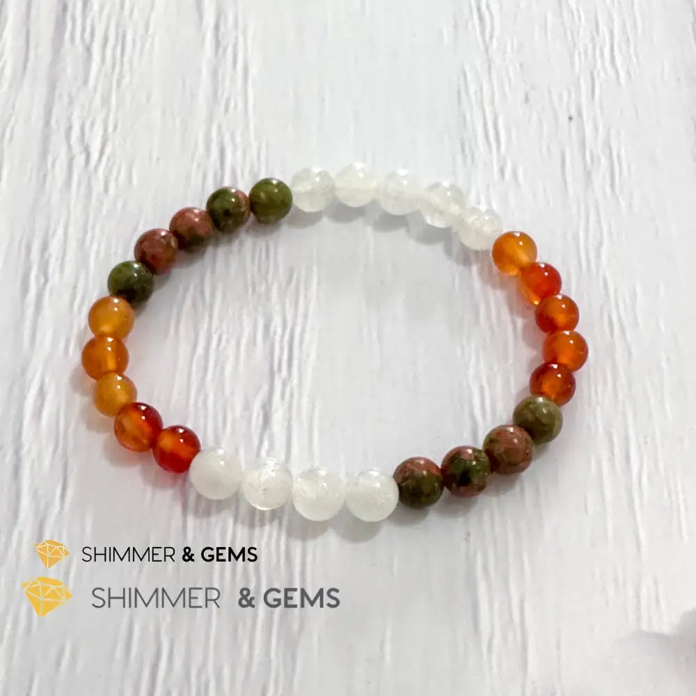 Fertility & Growth Remedy Bracelet (Moonstone Unakite Carnelian 6mm)