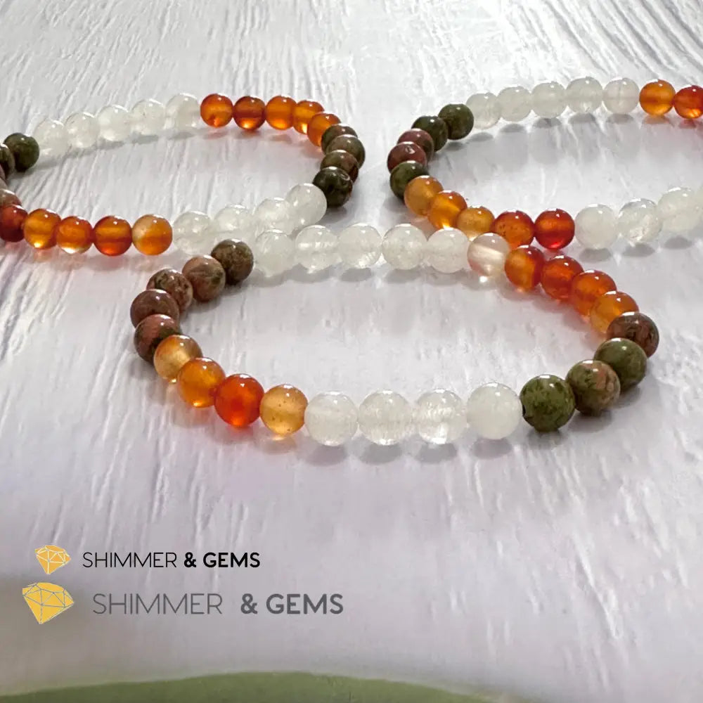 Fertility & Growth Remedy Bracelet (Moonstone Unakite Carnelian 6mm)