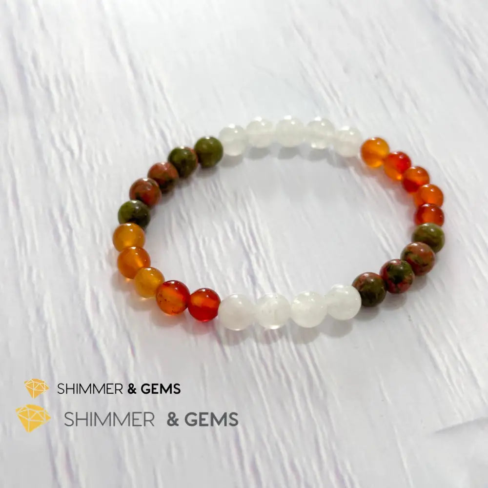 Fertility & Growth Remedy Bracelet (Moonstone Unakite Carnelian 6mm)